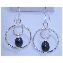 23.25 CTW BLACK PEARL DANGLING EARRING