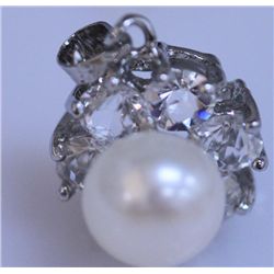 WHITE PEARL AND CZ PENDANT