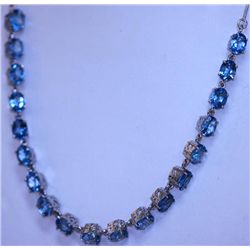 100.90 CTW BLUE TOPAZ OVAL NECKLACE .925 STERLING SILVE