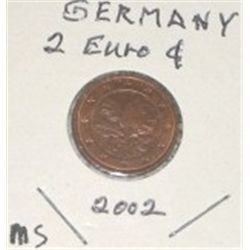 2002 GERMANY 2 EURO CENT COIN *RARE MS HIGH GRADE* COIN CAME OUT OF PRIVATE EURO COIN COLLECTION!!