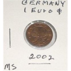 2002 GERMANY 1 EURO CENT COIN *RARE MS HIGH GRADE* COIN CAME OUT OF PRIVATE EURO COIN COLLECTION!!