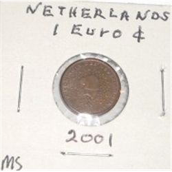 2001 NETHERLANDS 1 EURO CENT COIN *RARE HARD TO FIND MS HIGH GRADE* COIN CAME OUT OF PRIVATE COLLECT