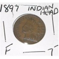 1897 INDIAN HEAD PENNY RED BOOK VALUE IS $7.00+ *RARE EARLY FINE GRADE COIN*! PENNY CAME OUT OF SAFE