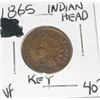 Image 1 : 1865 INDIAN HEAD PENNY RED BOOK VALUE IS $40.00+ *RARE KEY DATE VERY FINE GRADE*!!