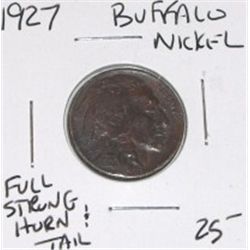 1927 BUFFALO NICKEL RED BOOK VALUE IS $25.00+ *RARE STRONG FULL HORN & TAIL COIN NICKEL OUT OF SAFE
