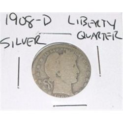 1908-D LIBERTY SILVER QUARTER *RARE EARLY SILVER QUARTER*!! COIN CAME OUT OF SAFE!!