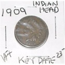 1909 INDIAN HEAD PENNY RED BOOK VALUE IS $23.00+ *RARE KEY DATE VERY FINE+ GRADE*!!