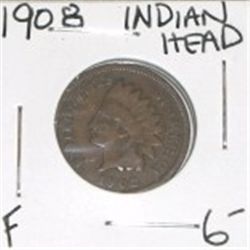 1908 INDIAN HEAD PENNY RED BOOK VALUE IS $6.00+ *RARE KEY DATE FINE GRADE*!! PENNY CAME OUT OF SAFE!