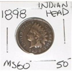 1898 INDIAN HEAD PENNY RED BOOK VALUE IS $50.00+ *RARE MS-60 HIGH GRADE*!! PENNY CAME OUT OF SAFE!!