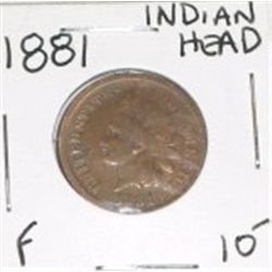 1881 INDIAN HEAD PENNY RED BOOK VALUE IS $10.00+ *RARE FINE GRADE*!! PENNY CAME OUT OF SAFE!!