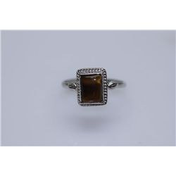 11.55 CTW TIGER EYE RING .925 STERLING SILVER