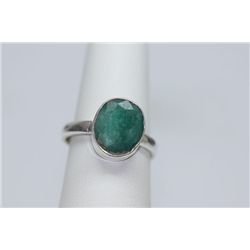 18.32 CTW EMERALD RING .925 STERLING SILVER