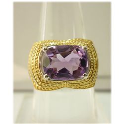 29.60 ctw Gold Plated silver amethyst Ring