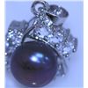 Image 1 : 15.30 CTW BLACK PEARL AND CZ PENDANT