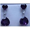 Image 1 : 33.95 CTW AMETHYST AND DIAMOND EARRINGS .925 STERLING S