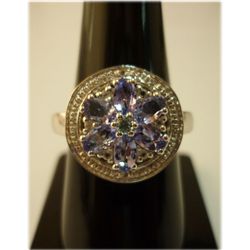 27.25 ctw Tanzanite Marquize Ring .925 Sterling Silver