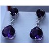 Image 1 : 34.05 CTW AMETHYST AND DIAMOND EARRINGS .925 STERLING S
