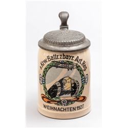 1920s Era German Tankard with Pewter Lid