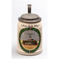 WWII German 1/2-Liter Tankard with Pewter Lid