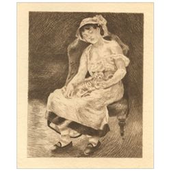 Pierre-Auguste Renoir etching "La femme au chat"