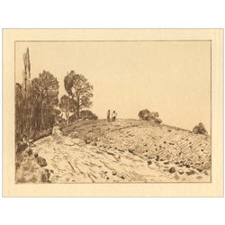 Alfred Sisley etching "Paysage a Louveciennes"