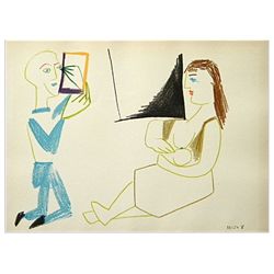 Pablo Picasso lithograph (Woman and Clown)