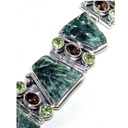 Serphinite, Garnet & Peridot Bracelet