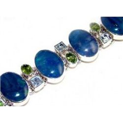 Fire Opal, Blue Topaz and Peridot Bracelet