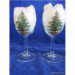 13 oz. Wine Glasses w/ Gold Rim (Set of 2)