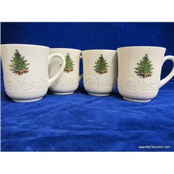Cuthbertson Original Christmas Tree Dickens Embossed Coffee Mugs (set of 4)