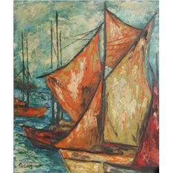 Thoms, Sailing Ships, Oil Painting