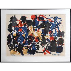 Walasse Ting, Abstract with Birds, Lithograph