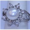 Image 1 : WHITE PEARL AND CZ RING
