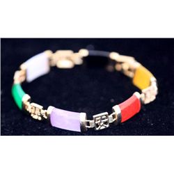 52.10 CTW MULTICOLOR JADE BRASS BRACELET