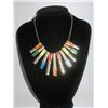 151CTW MULTICOLOR HANGING BARS BRASS NECKLACE;18INCH