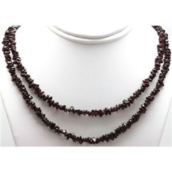 Natural Garnet 34" inches Single Row Necklace no clasp