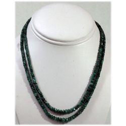 Natural 119.42ctw Emerald Round Beads 2 Rows Necklace