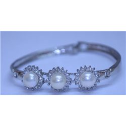 WHITE PEARL AND CZ BRACELET