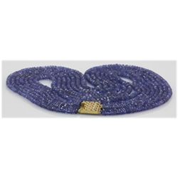 Natural 242.3ctw Tanzanite Graduated 4 Rows Necklace