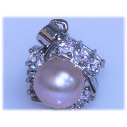 14.95 CTW PEACH PEARL AND CZ PENDANT