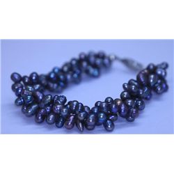 147.50 CTW BLACK PEARL 3- STRAND BRACELET