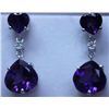 Image 1 : 32.35 CTW AMETHYST AND DIAMOND EARRINGS .925 STERLING S