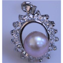 PURPLE PEARL AND CZ PENDANT