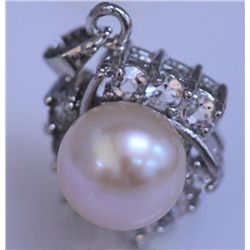 PEACH PEARL AND CZ PENDANT