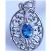 Image 1 : 20.25 CTW BLUE TOPAZ PENDANT .925 STERLING SILVER