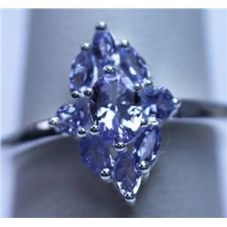 11.60 CTW TANZANITE RING .925 STERLING SILVER