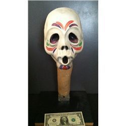 KNOTT'S BERRY FARM MEXICAN INDIAN WARRIOR SKULL HEAD DAY OF THE DEAD HORROR PUPPET PROP