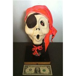 PIRATE SKULL WITH EYE PATCH AND BANDANA ANIMATRONIC HEAD HORROR PROP