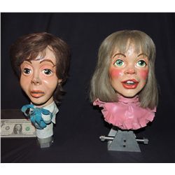 DISNEY THE BEATLES PAUL & LINDA MCCARTNEY VINTAGE 70's ANIMATRONIC CARICATURE HEADS