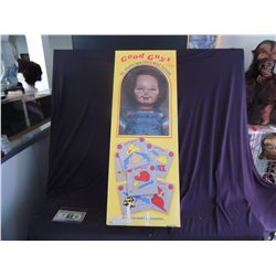 CHILD'S PLAY 1 GOOD GUYS CHUCKY DOLL BOX SCREEN USED ORIGINAL WITH WINDOW & PRINTED INSERT RARE